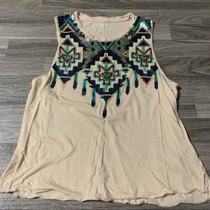 Express sequins Baby Pink Tank Top; size medium